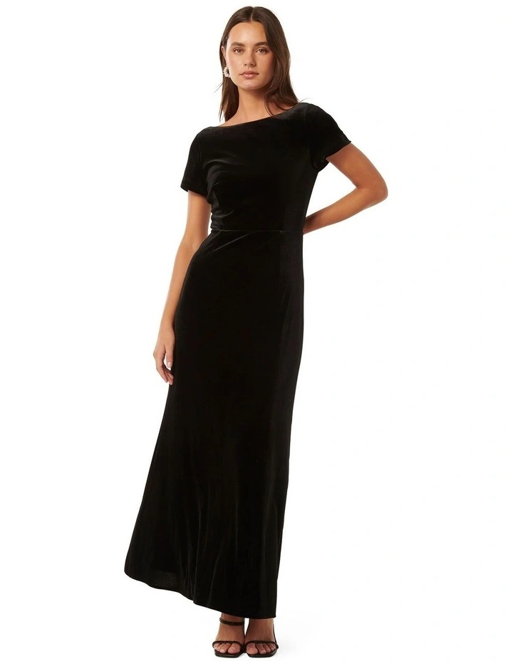 Violet Velvet Maxi Dress in Black