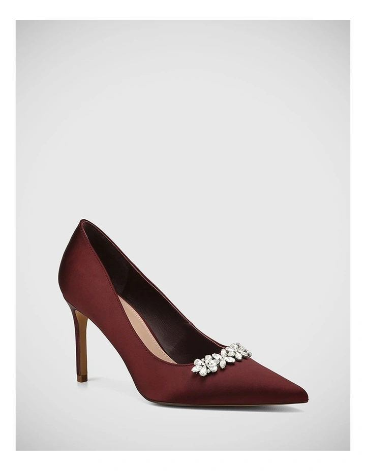 Starry Recycled Satin Pump in Burgundy
