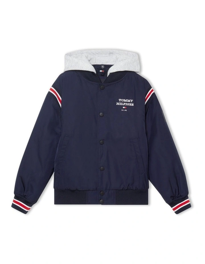 Relaxed Padded Hooded Bomber Jacket (8-16 Years) in Blue