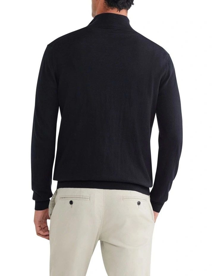 Quarter Zip Sweater in Plain Black