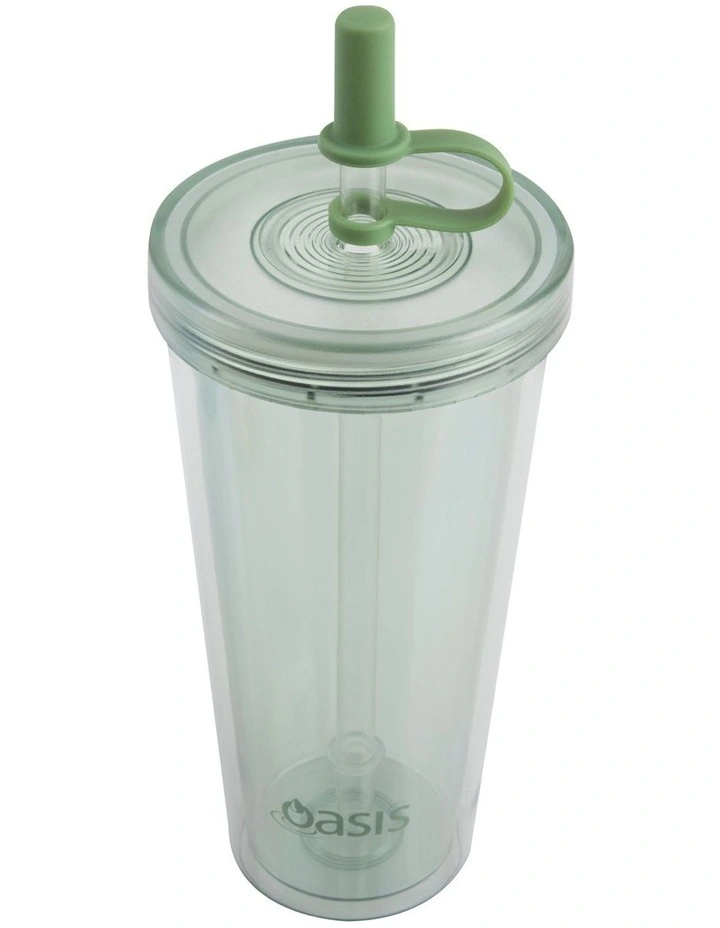 Double Wall Smoothie Tumbler With Straw 520ml in Green Apple