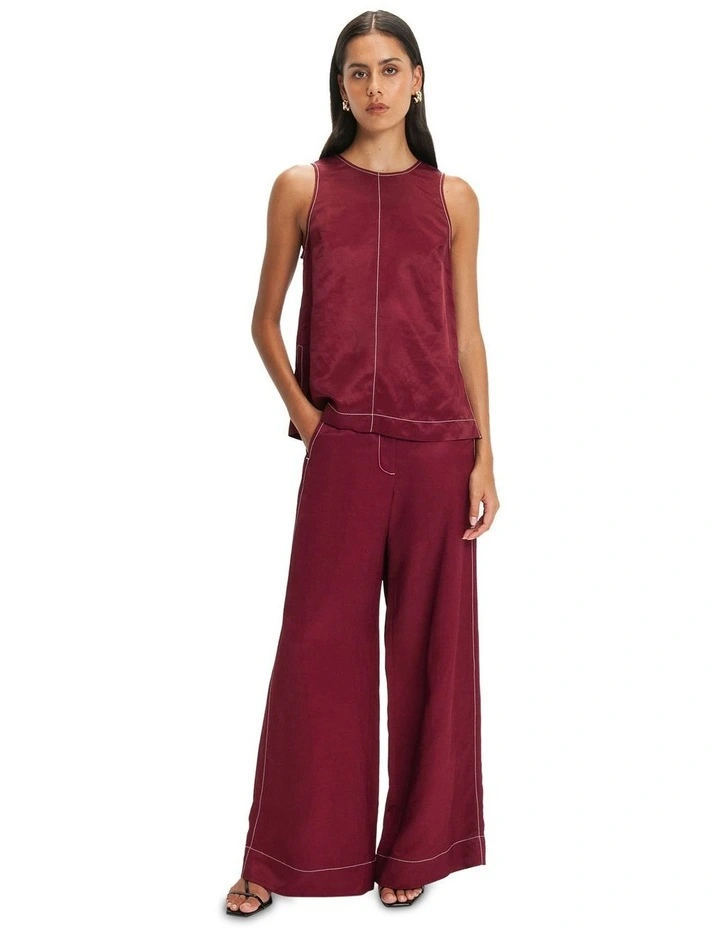 Contrast Stitch Top in Pinot