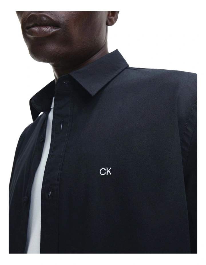 Stretch Poplin Slim Shirt in Black