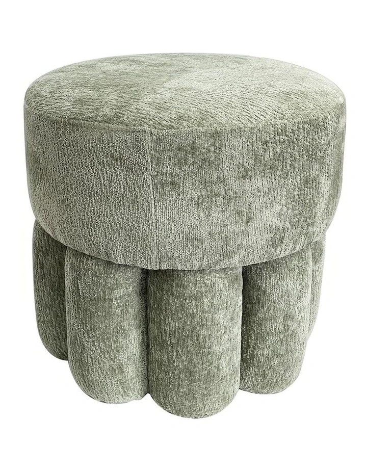 Plush Fabric MDF Footed Ottoman Stool in Green