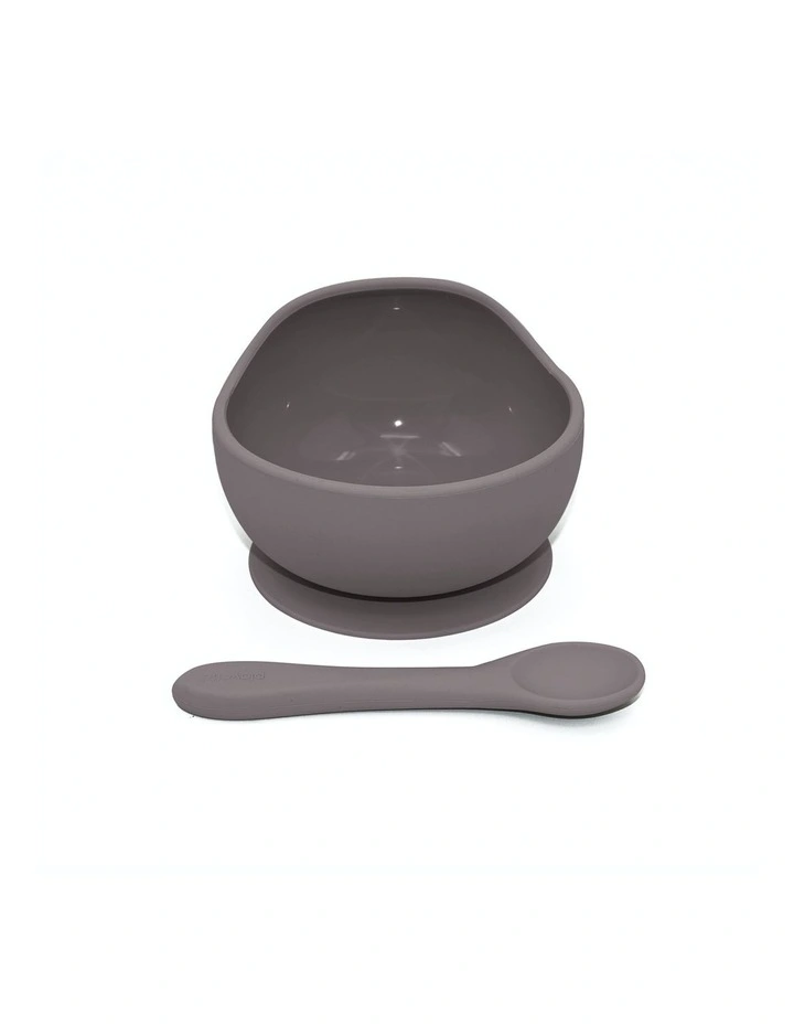 Silicone Bowl & Spoon in Grey