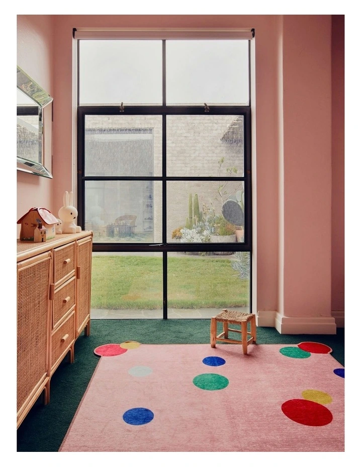Washable Chenille Rug in Candy Pink