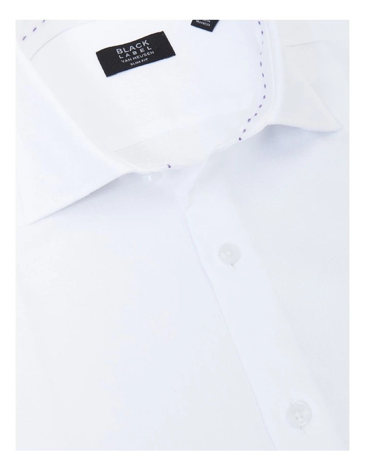 Slim Long Sleeve Plain Jumbo Twill Business Shirt in White