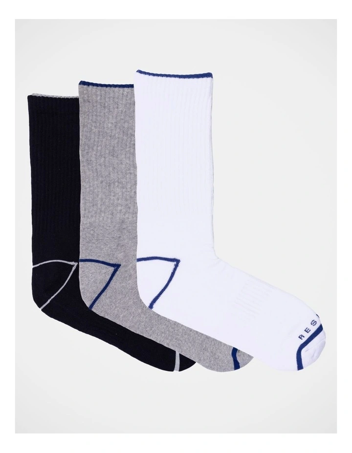 Organic Cotton Crew Sports Socks 3 Pack in Multi