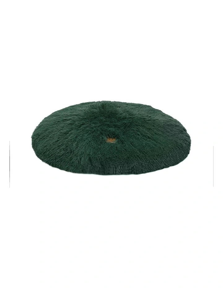 Shaggy Faux Fur Round Calming Dog in Eden Green