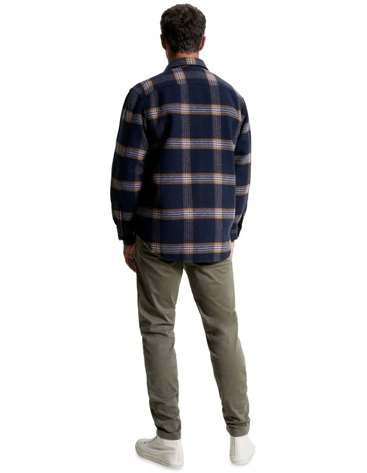 Brushed Check Overshirt in Navy