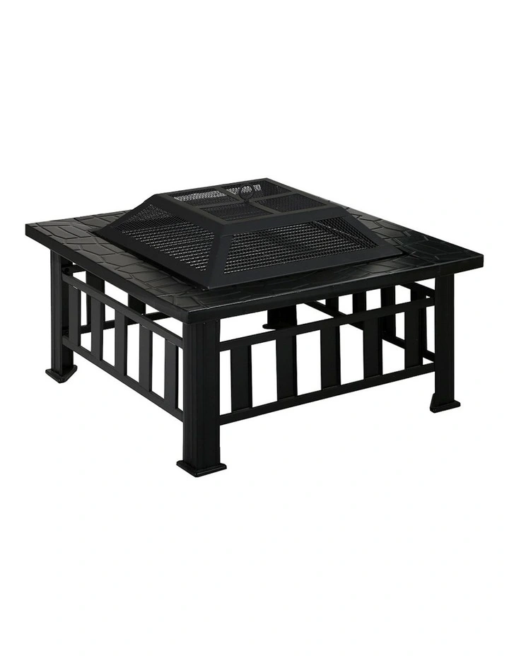 2-in-1 Fire Pit/BBQ outdoor Table in Black