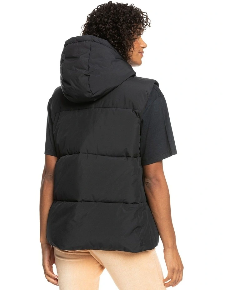 Bright Side Longline Hooded Puffer Jacket in Anthracite