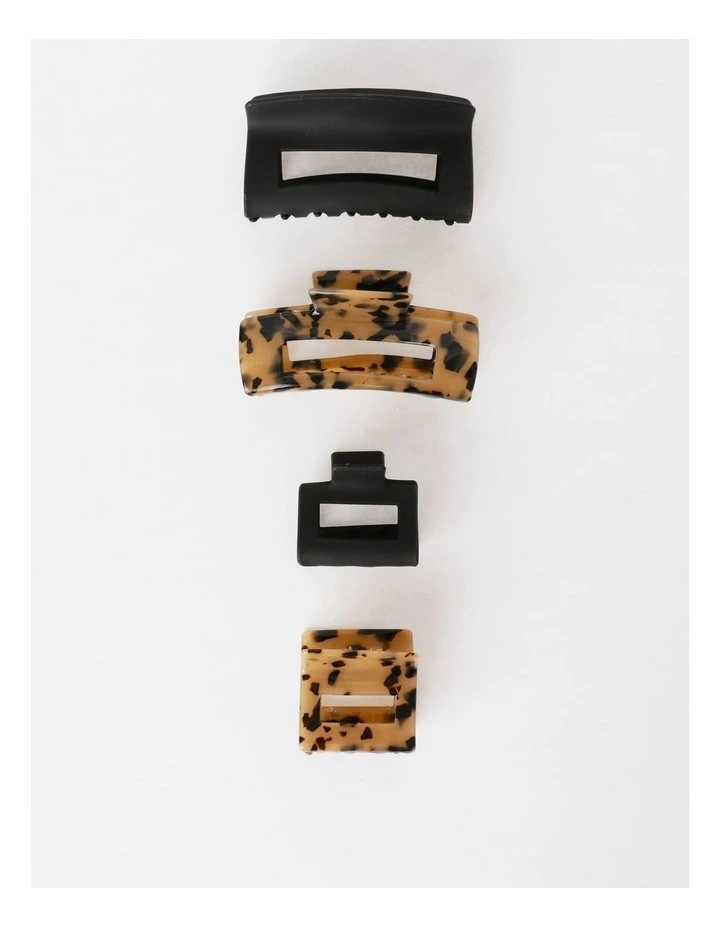 4 Pack Assorted Claw Clip in Black