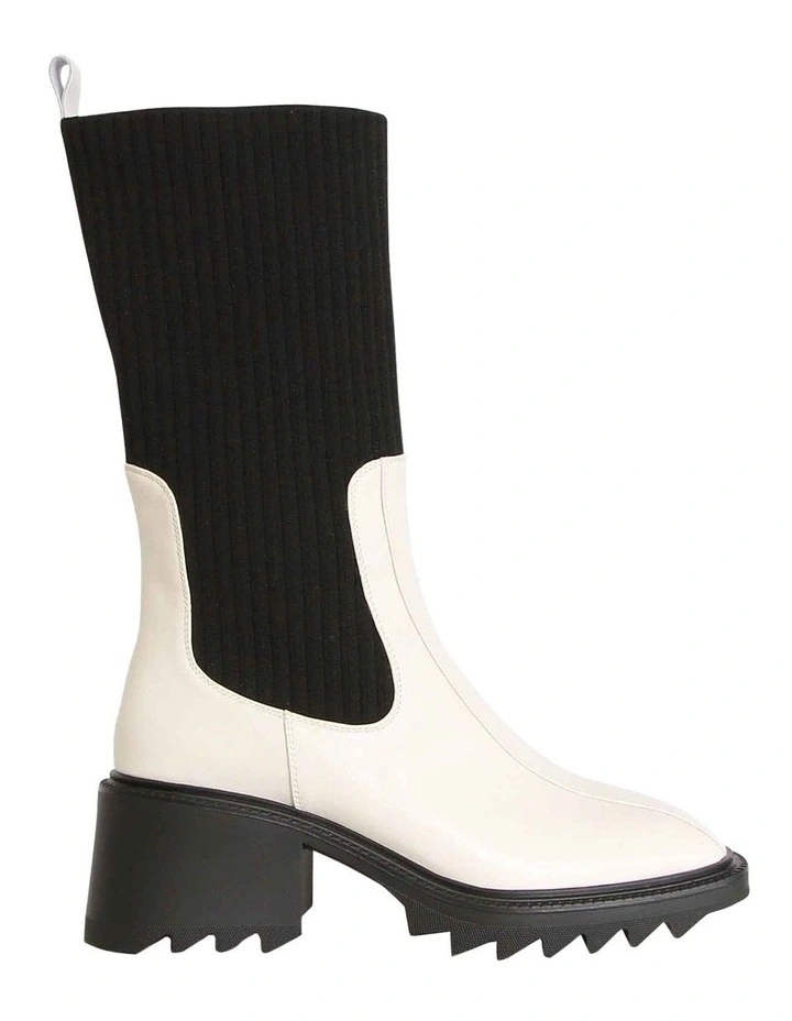 Perfect Illusion Knit Boot in Blk/White