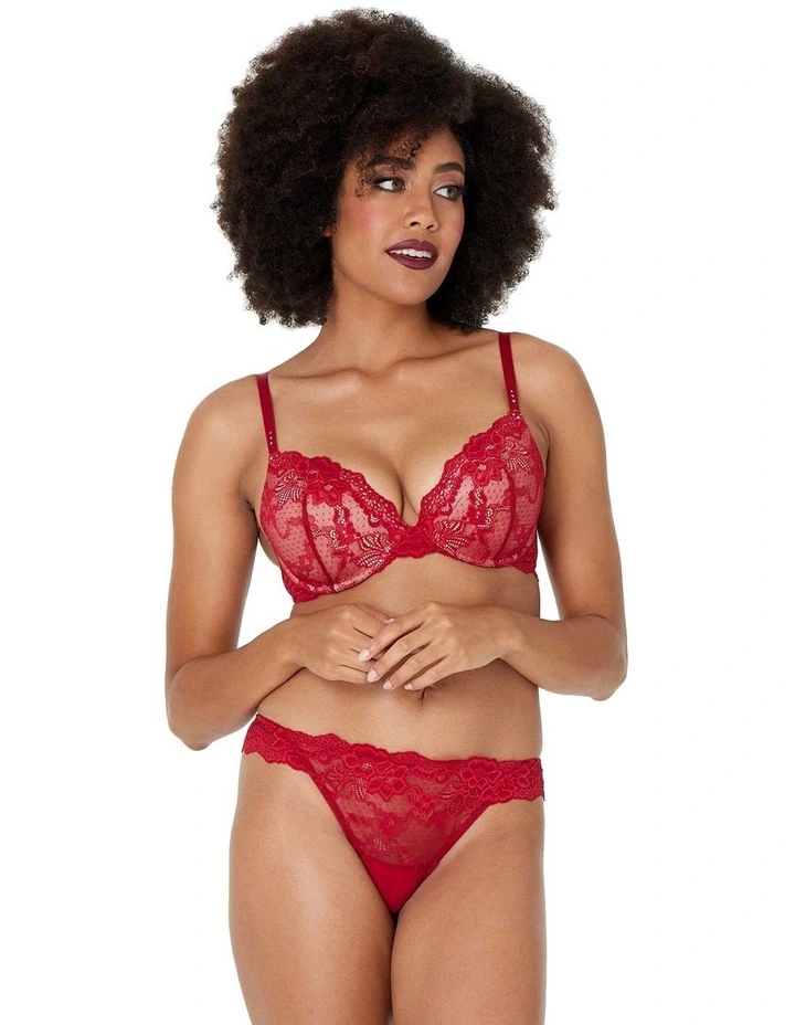 My Fit Lace Thong in Jester Red