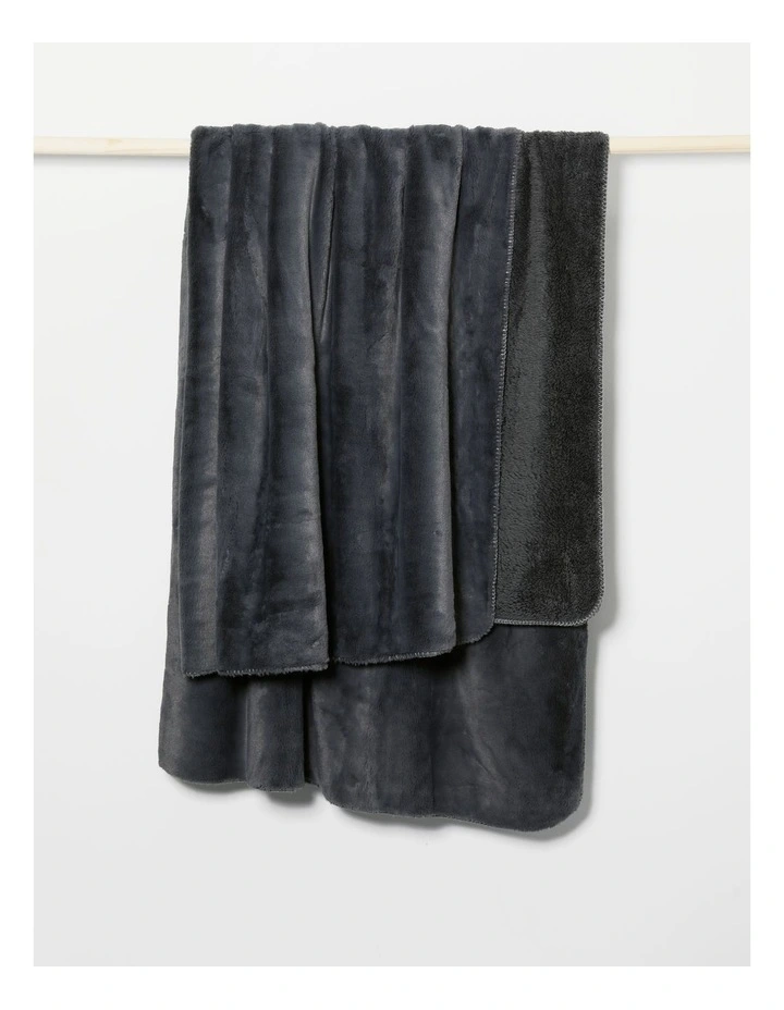 Reversible Sherpa Blanket in Charcoal