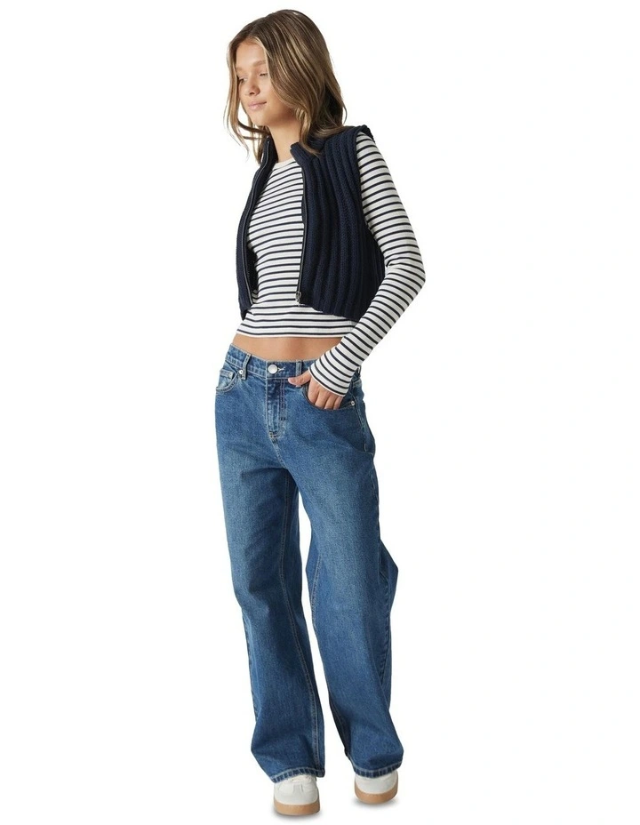 Mari Rib Knit Vest in Navy