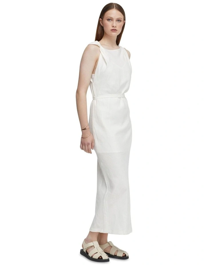 Sally Linen Blend Dress in Ivory