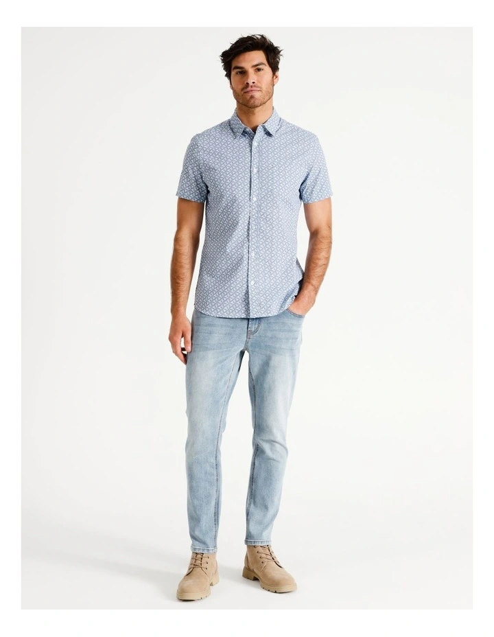 Palm Cove Convo Print Short Sleeve Shirt in White