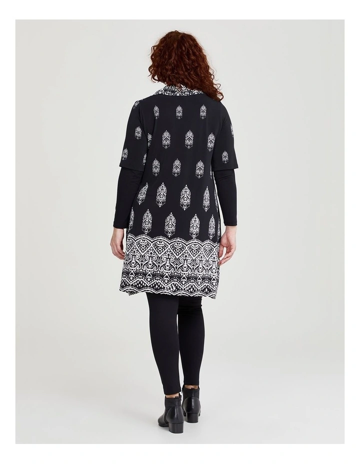 Border Print Tunic in Black/White Print