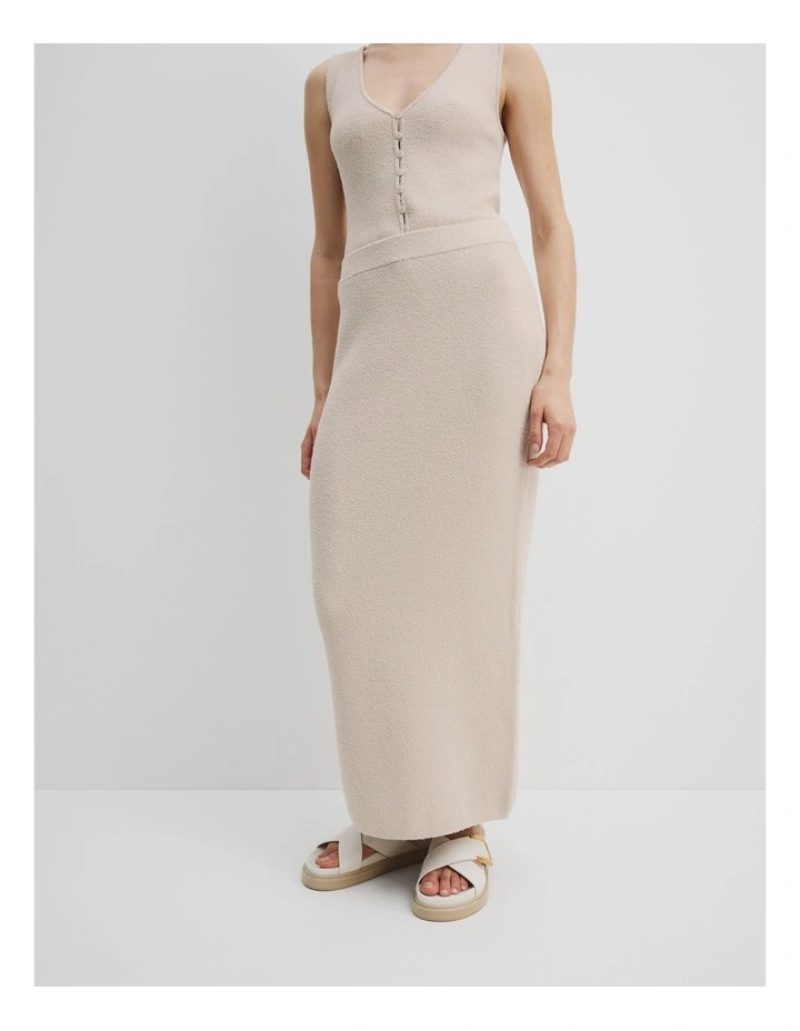Boucle Knit Midi Skirt in Blanc