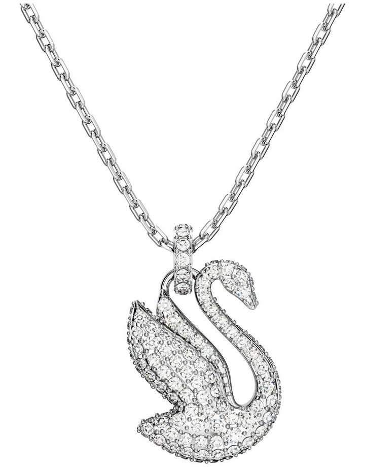 Iconic Swan Pendant Medium Rhodium Plated in White