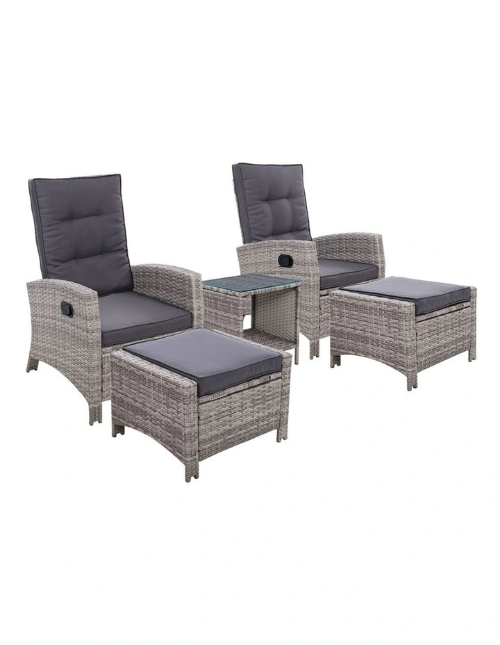 Outdoor Patio Furniture Recliner Chairs Table Set Wicker Sofa Lounge 5pc