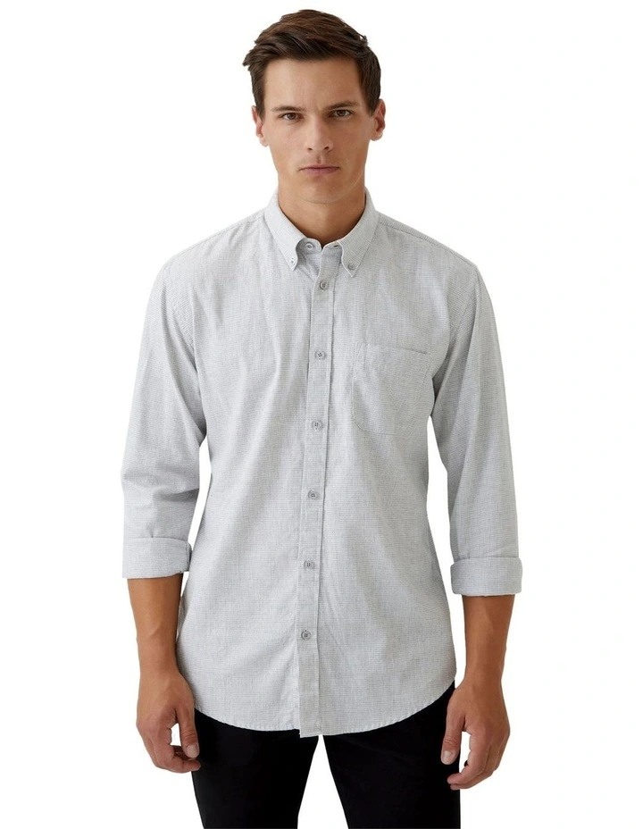Uxbridge Micro Houndtooth Shirt in Grey