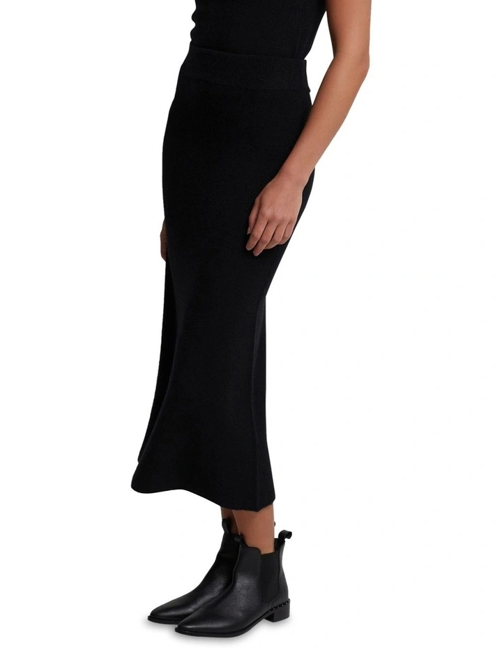 Lisa Yak Blend Knitted Skirt in Black
