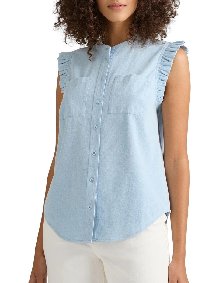 Jamaine Cotton Shirt in Pale Chambray