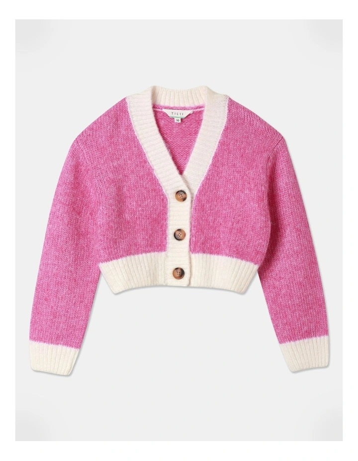 Fluffy Cropped Cardigan in Pink