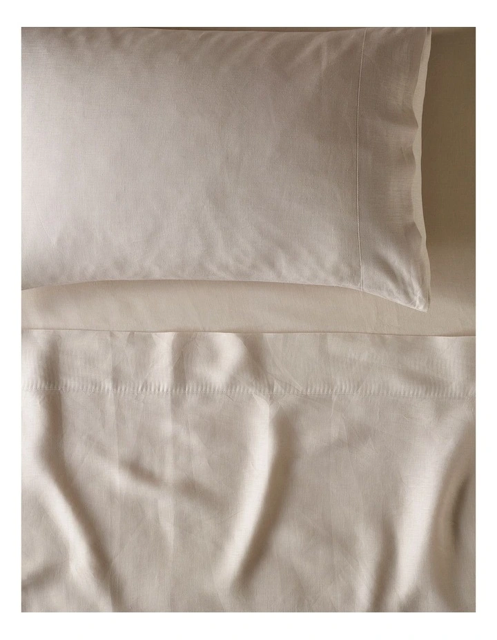 Sandy Cape Washed Belgian Linen Sheet Set in Moonbeam