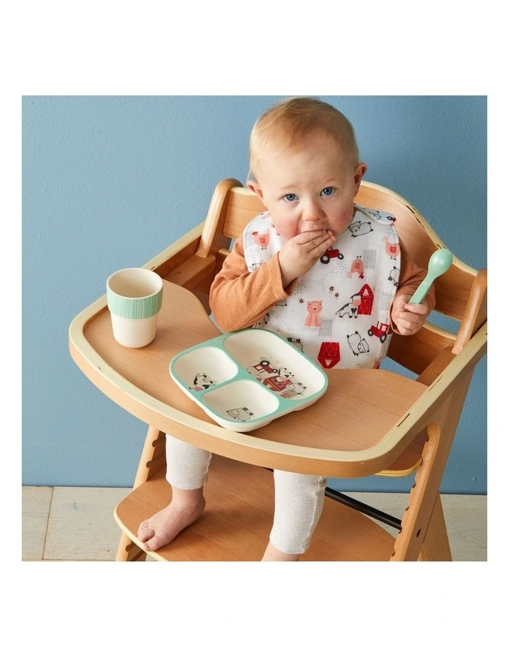 Jiggle & Giggle Farm Fun Bamboo Divider Dinner Set 3 Piece in Multi