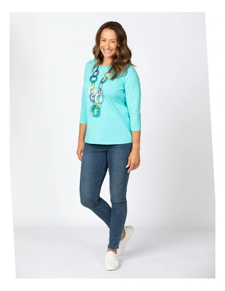 Day Camp 3/4 Sleeve Tee in Seafoam