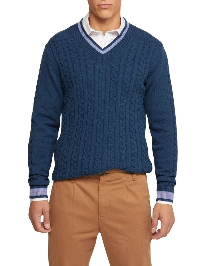 Logan Cricket Knit Pullover in Blue