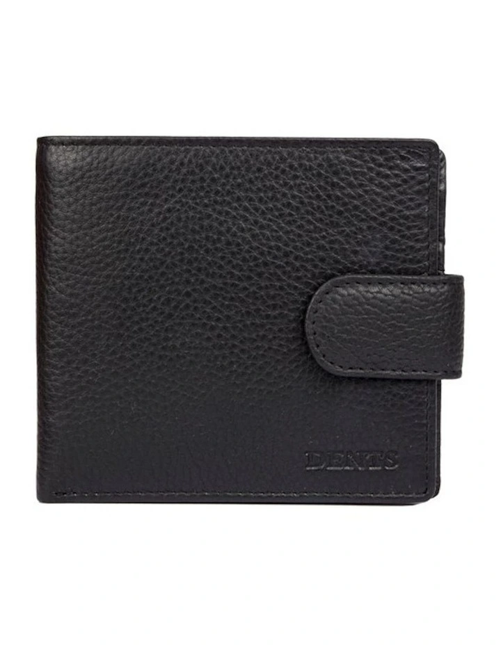 Bifold Press Stud Leather Wallet in Black