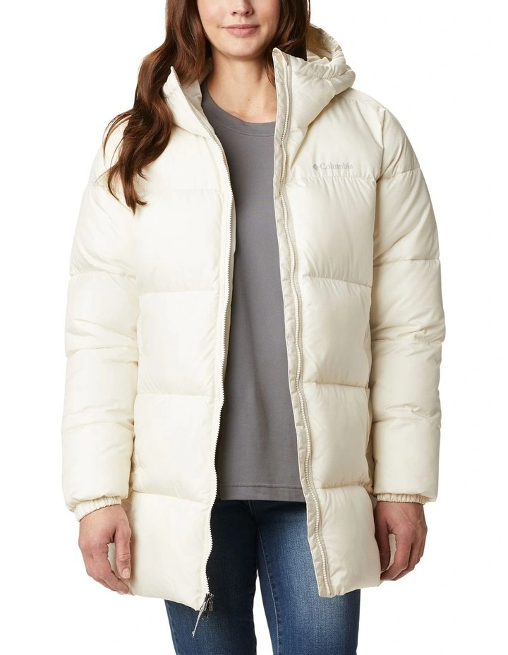 Puffect Mid Hooded Insulated Jacket in Cream