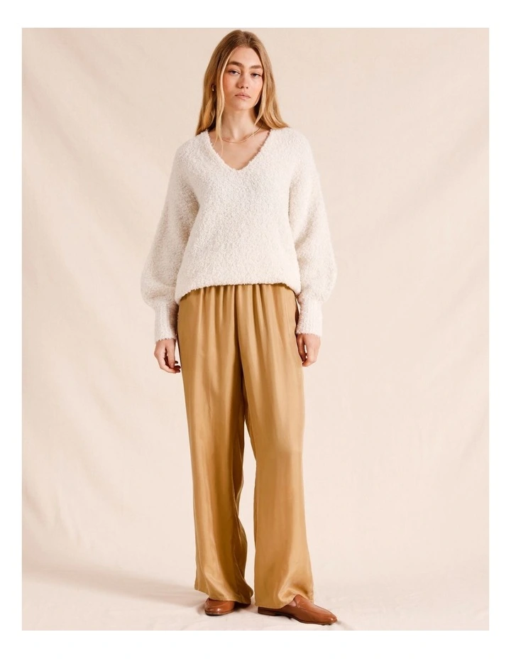 Cupro Wide Leg Pant in Tan