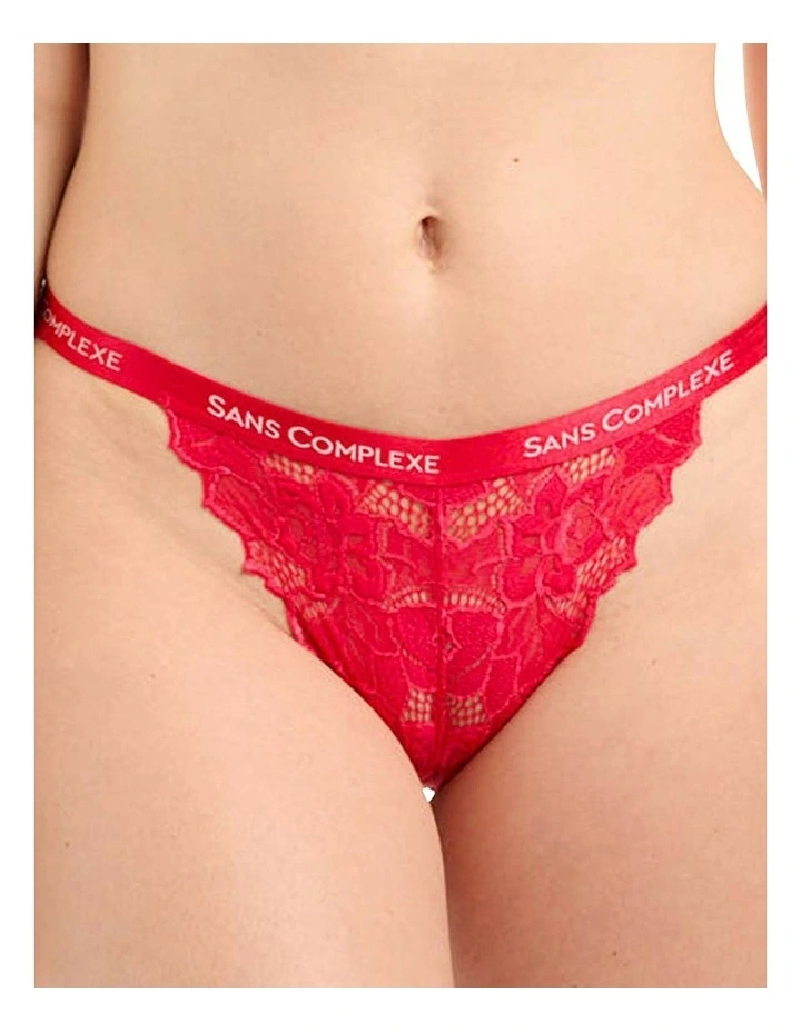 Arum Trend High Cut Lace Tanga Brief in Virtual Pink