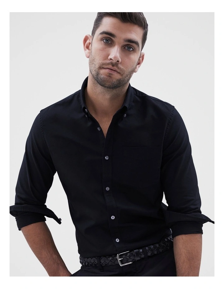 Oxford Slim Fit Shirt in Black