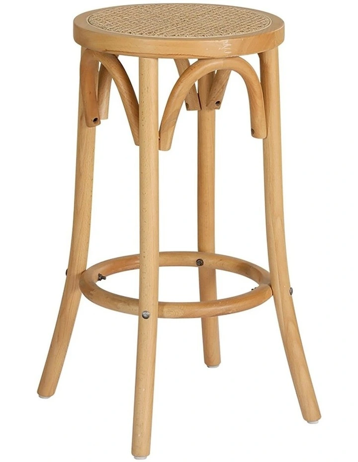 Wooden Rattan Seat Bar Stool in Pine