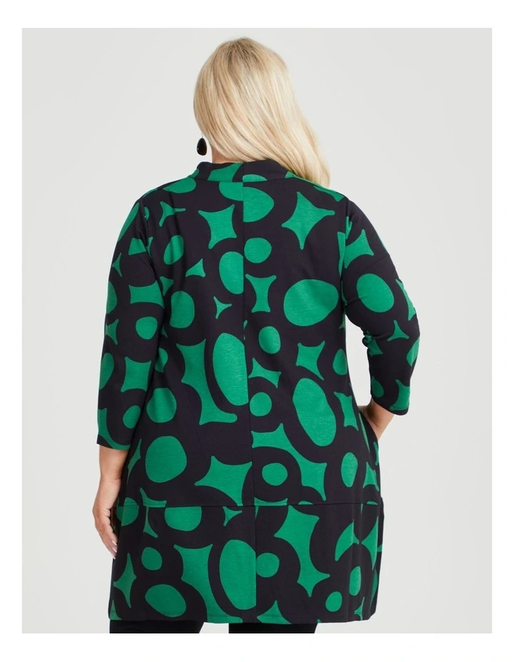 Tulip Ponte Tunic in Black/Green Print