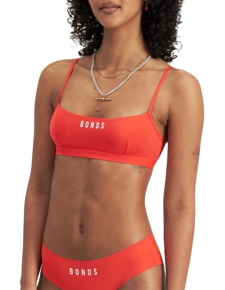Icons Micro Crop Bra in Red Glo