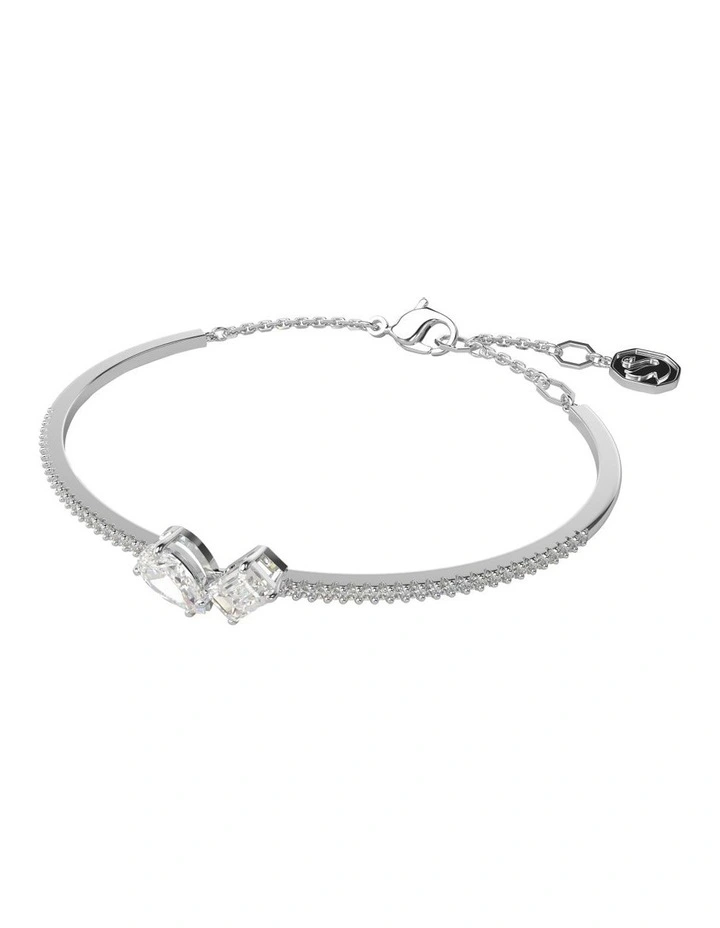 Mesmera Bangle Mixed Cuts Rhodium Plated in White