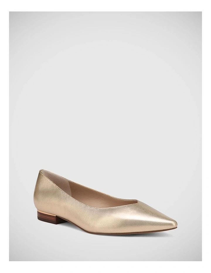 Monica Leather Flat in Champagne
