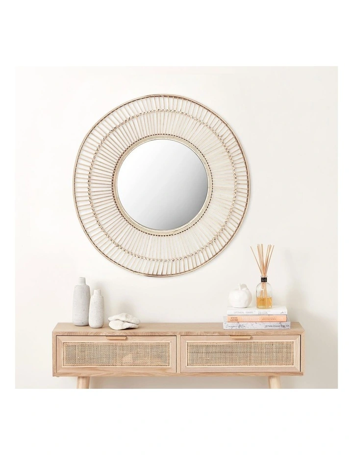 Cebu Round Rattan Mirror 80cm in Natural