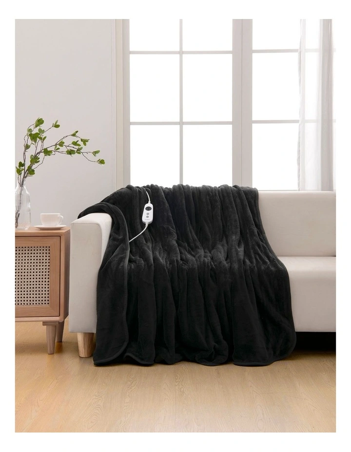 Coral Fleece Electric Heated Throw Blanket in Charcoal