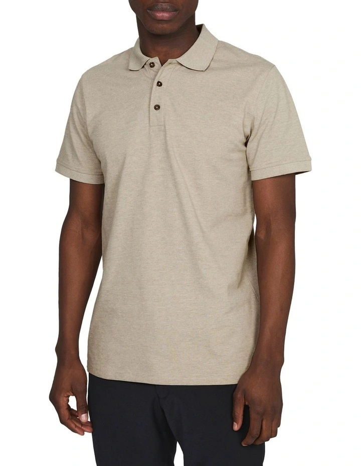 Poleo Melange Polo T-shirt in Brown Soil Melange