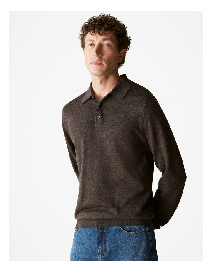 Australian Merino Polo in Chocolate