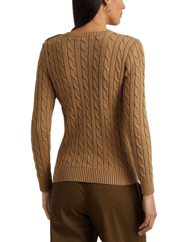 Bullion Cable-Knit Cotton Sweater in Brown